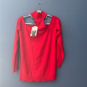 Cyrus Red Off-the-Shoulder Sweater